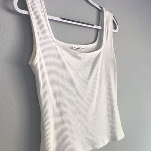 White ribbed Reformation Jeans tank